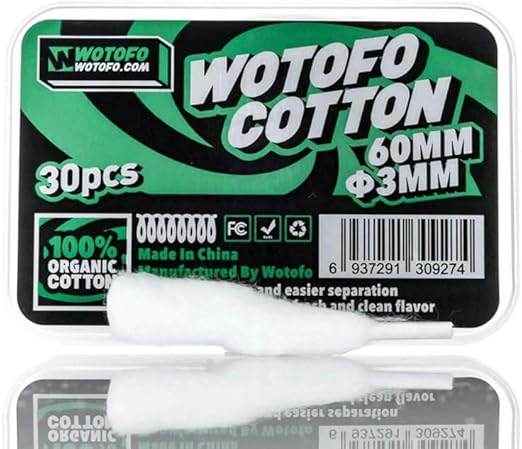 Amazon 日本製 Wotofo Cotton オーガニックコットン Vapesteezバンド付き 3mm Vape Steez 電子たばこ用アクセサリ
