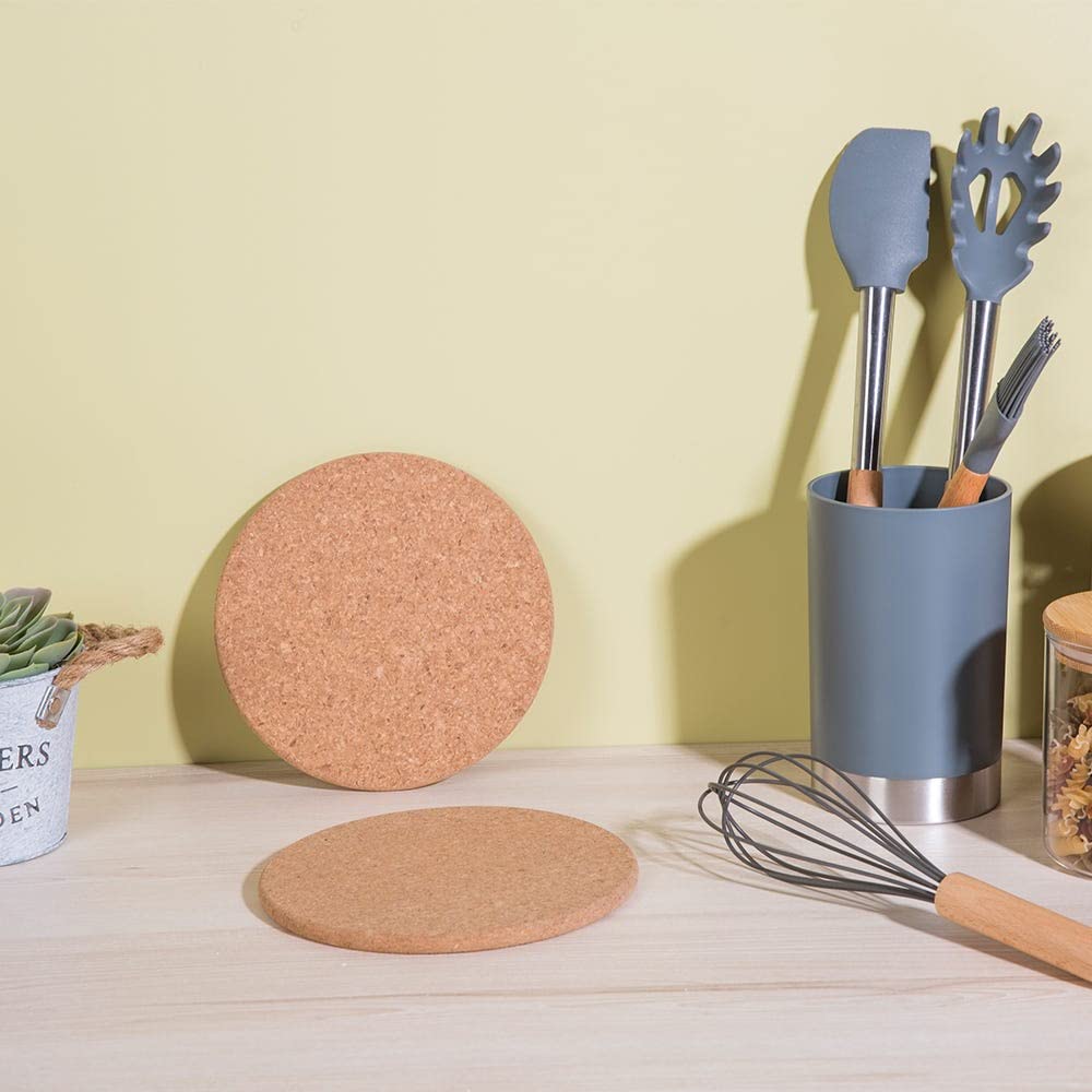 Danube Home Jake 2 - Piece Cork Wood Trivet Set Cork Wood | Modern Houseware Hot Pot And Pan Pad | L 18.5 X W 18.5 X H 1 Cm - Beige