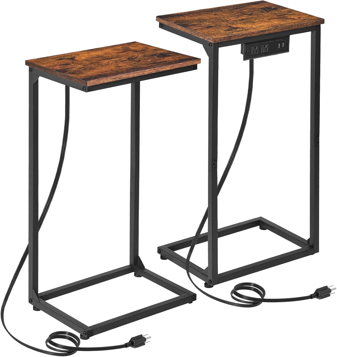 AMHANCIBLE Couch Table with Charging Station, Tv Trays Set