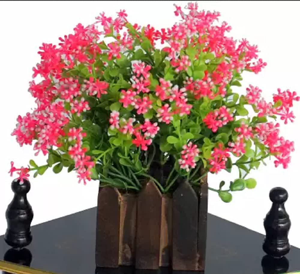 Litleo Multicolor Hibiscus Artificial Flower with Pot (6 inch, Pack of 1)