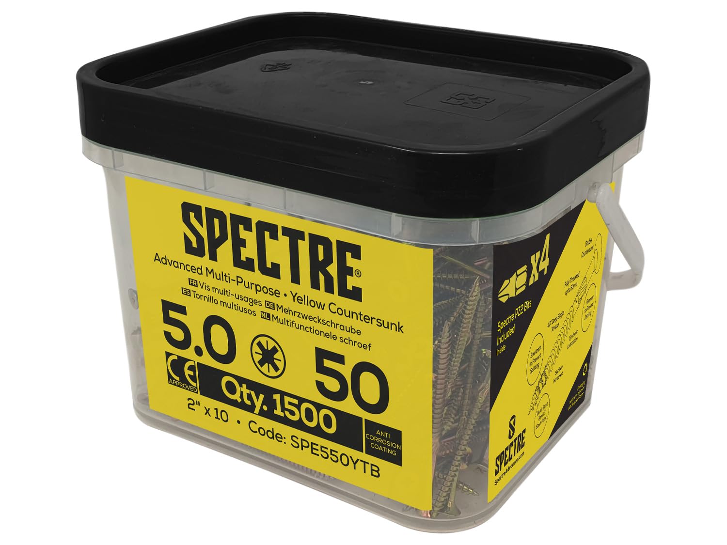 Vis à bois Spectre Forgefix 5,0x50 mm fixation filetage total empreinte PZ seau de 1500