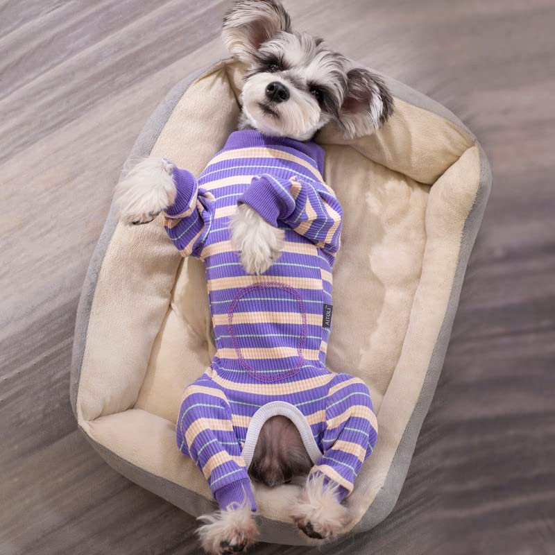 Image of Dog Surgery Recovery Suit for Small Dogs, 4-Legged Dog Onesie After Surgery with Back Snaps, Breathable Cotton Spay and Neuter Bodysuit for Female and Male Dogs
