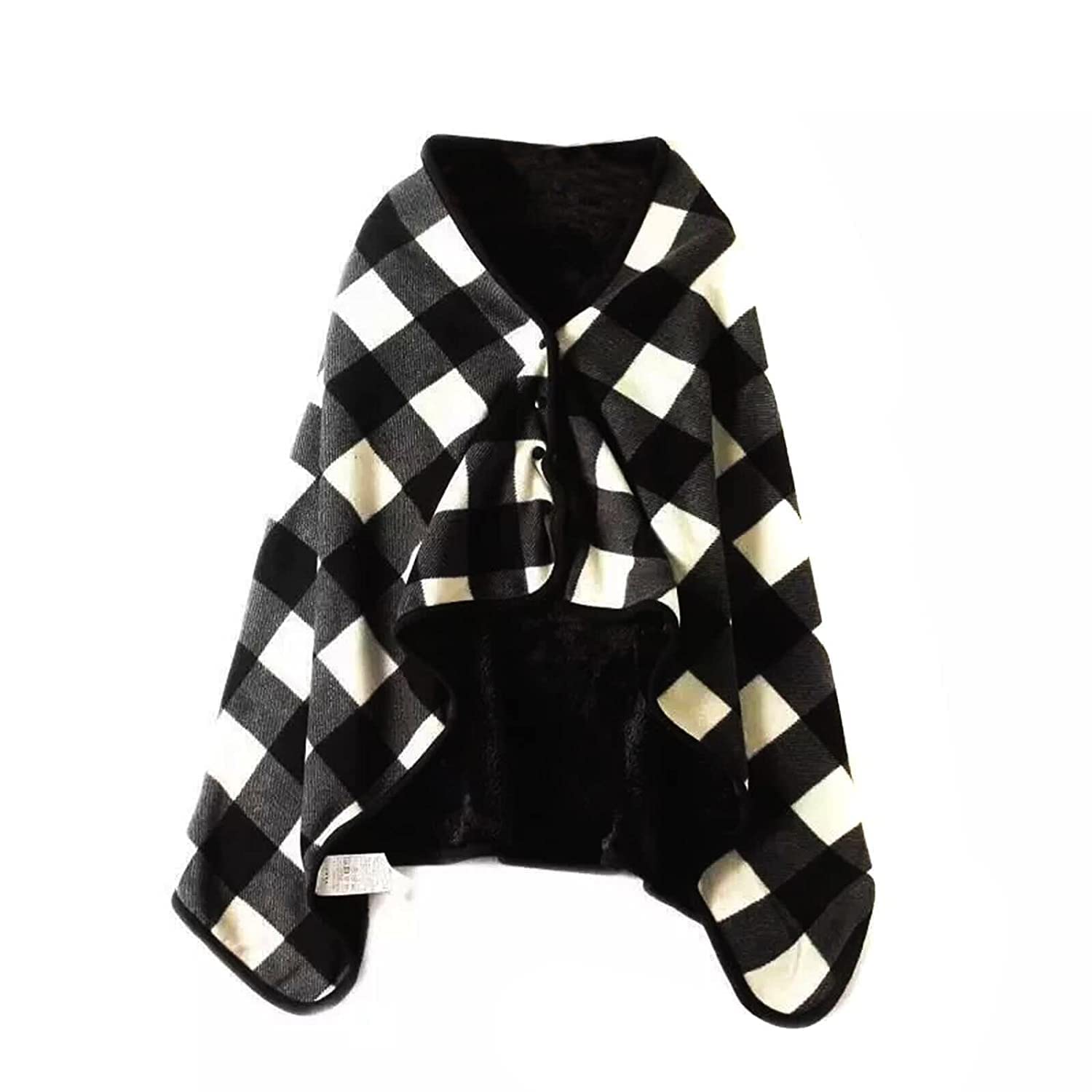 FURN ASPIRE Multi-Wear Soft Stylish Lightweight Double Layered Warm Wearable Flannel Shawl/Blanket Comfy Poncho with Buttons Winter Cape for Office Home Travel Outdoors (Style3) (B0BHP7TW1W) Amazon Price History, Amazon Price Tracker