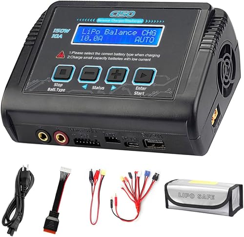 LiPo Cargador de batería RC Balance Cargador rápido Descargador 150W 10A ACDC Cargadores de batería para 1-6S Life Li-ion LiHV NiCd NiMH PB Batería