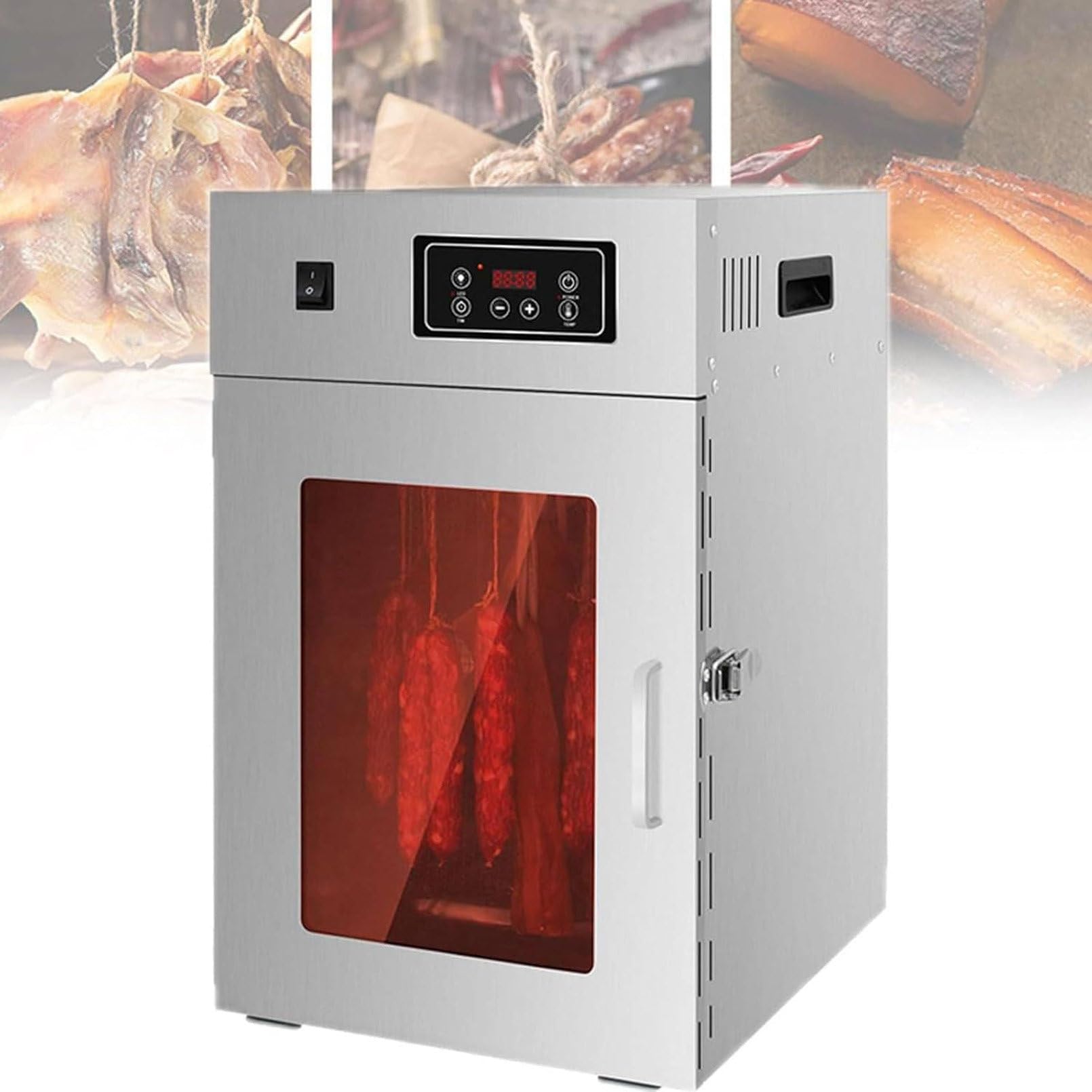 SaryEdge Commercial Sausage Dehydrator, 360° Rotating Meat Dryer, Stainless Steel Rotary Dryer for Sausage, Bacon, Chicken, Duck, Fish,
