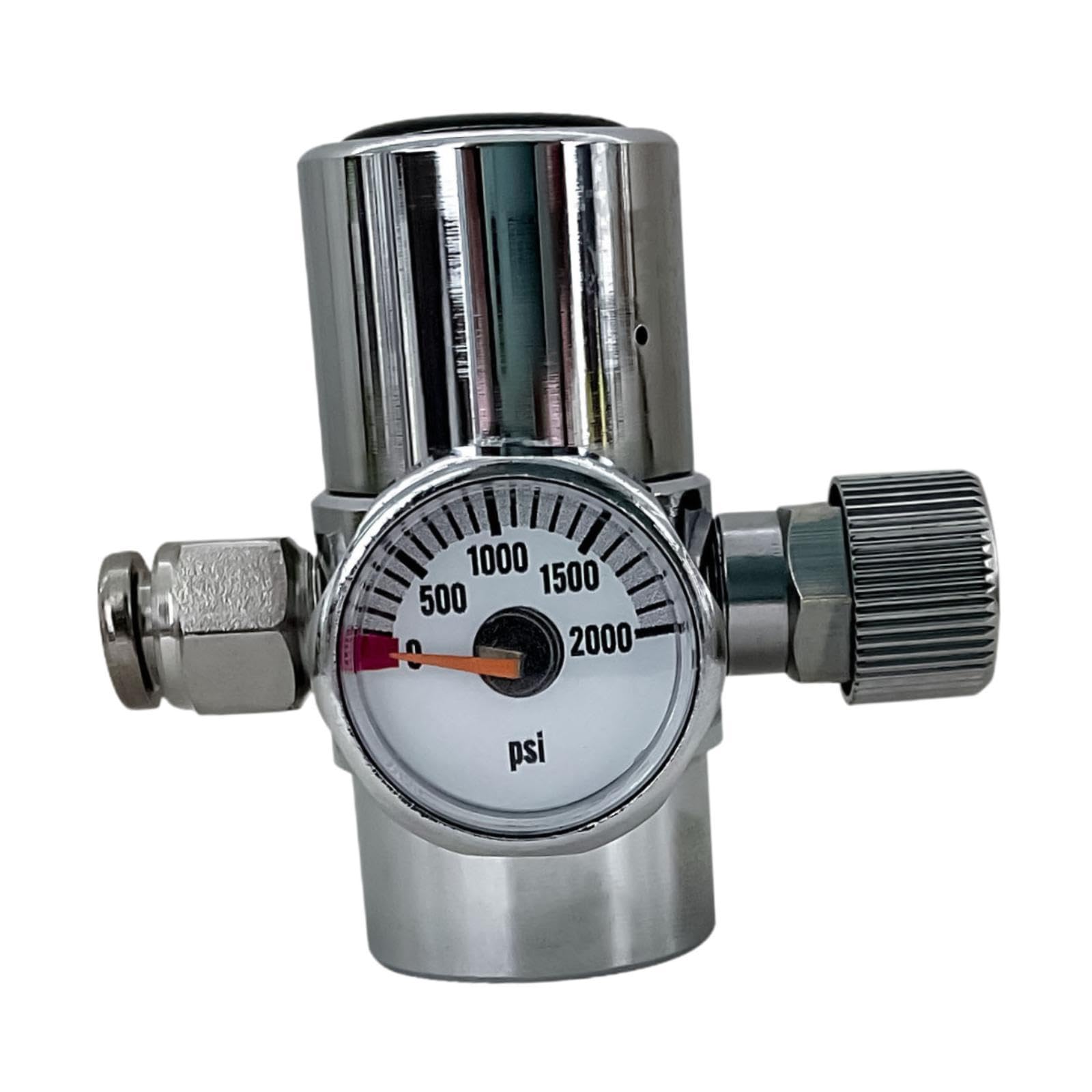 Perfeclan Válvula presión Constante para máquinas refrescos. Cuerpo latón para Botellas CO2 400 g. Perilla Flujo Ajustable con manómetro.