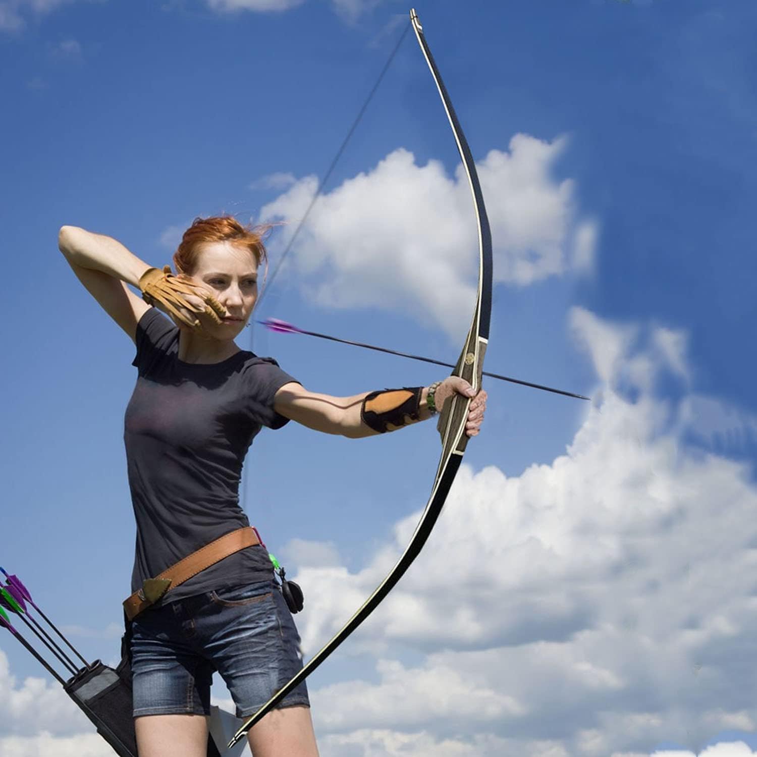 Arc Recourbé Black Hunter 60" – 20-60 Lb – Kit Avec 6 Flèches – Bois
