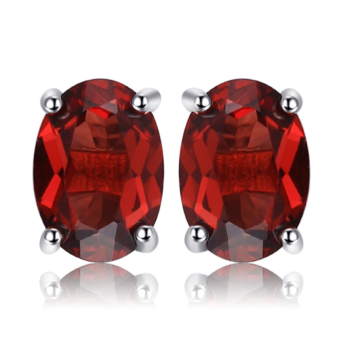 JewelryPalace Natural Garnet Peridot Amethyst Citrine Blue Topaz Birthstone Stud Earrings for Women, 14k Gold Plated 925 Sterling Silver Earrings for Women, Gemstones Jewelry Sets for Girls