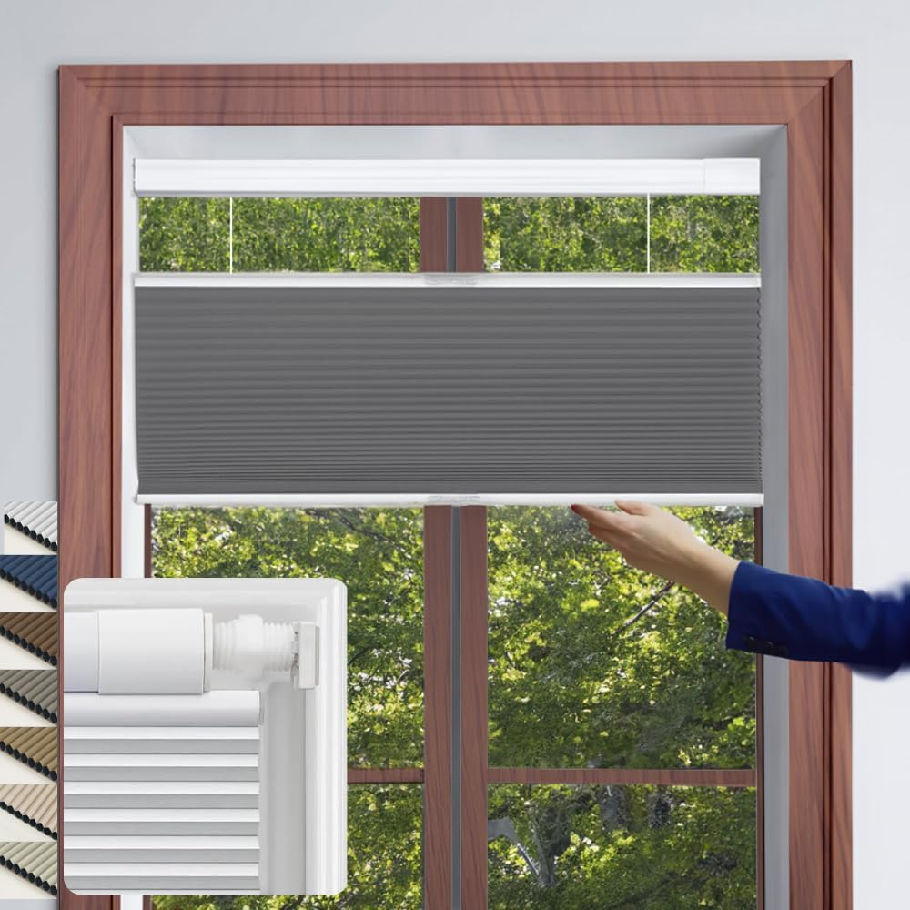 LazShades No Drill Cordless Cellular Shades Blackout