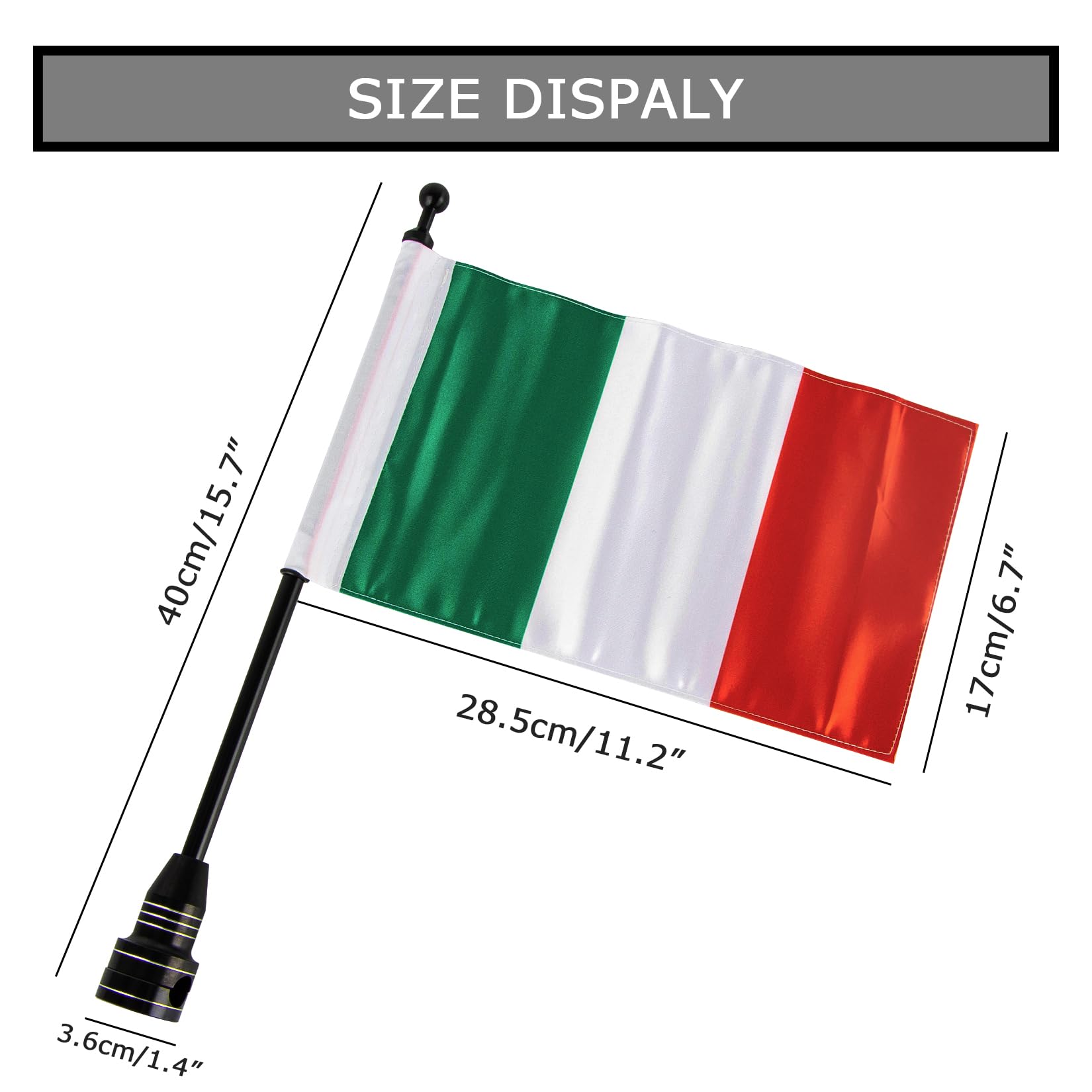 Accessorio per asta per bandiera per portapacchi per sedile posteriore per portapacchi auto universale per moto(Nero