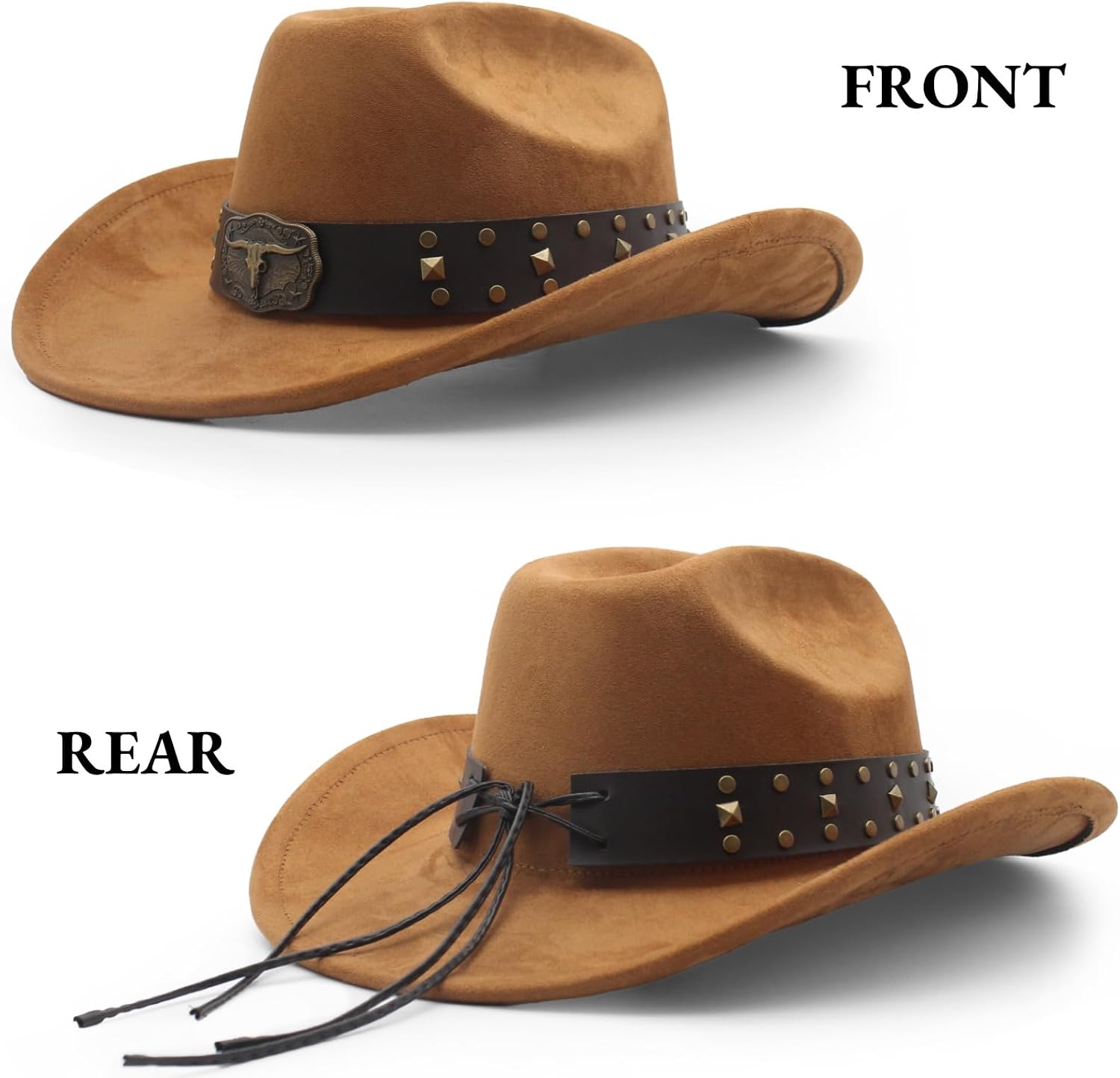 LIDHAY Cowboy Hat for Women Men with Shapeable Wide Brim Western Suede Hat for Cowboys and Cowgirls