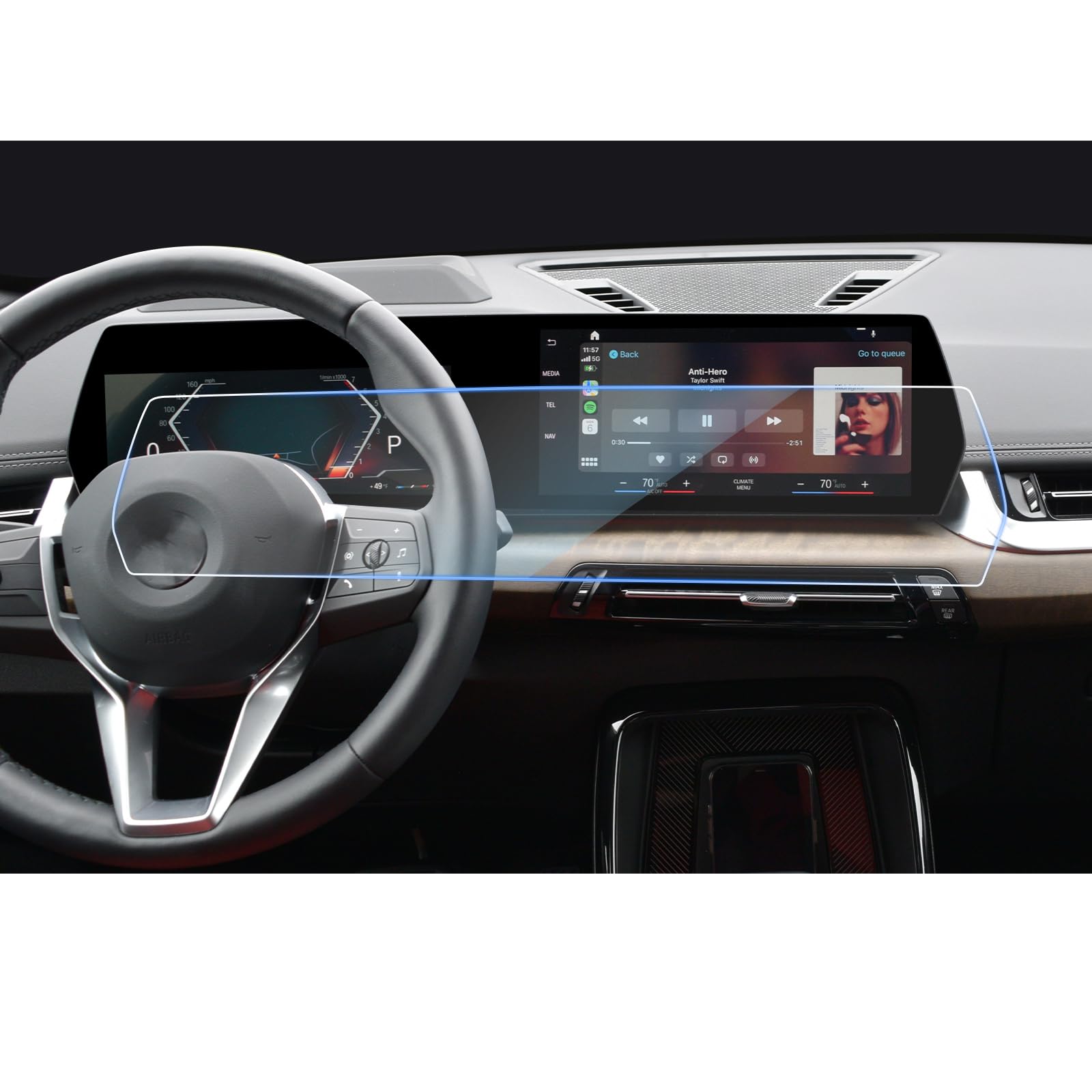 CDEFG Kompatibel mit BMW X1 iX1 U11/ X2 iX2 U10/ 1er F70 2022-2024 2025 Facelift Navigation Schutzfolie Tempered Glas Kratzfest 10,25 Zoll + 10,7 Zoll GPS Displayschutzfolie Auto Folie Zubehör