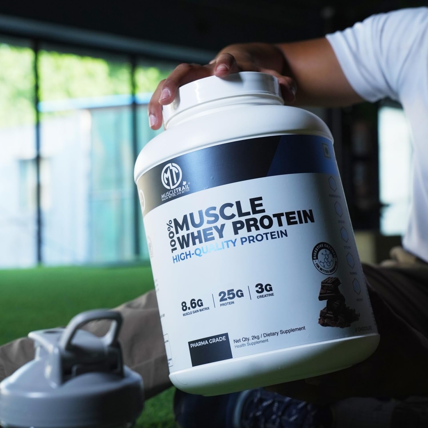 Muscle Trail 100% Whey Protein Powder | Protein for Muscle Gain | 25g Protein, 3g Creatine, 8.6g Muscle Gain Matrix | With Digestive Enzymes | For Athletes & Fitness Enthusiasts 2KG (Chocolate) — Amazon image 4