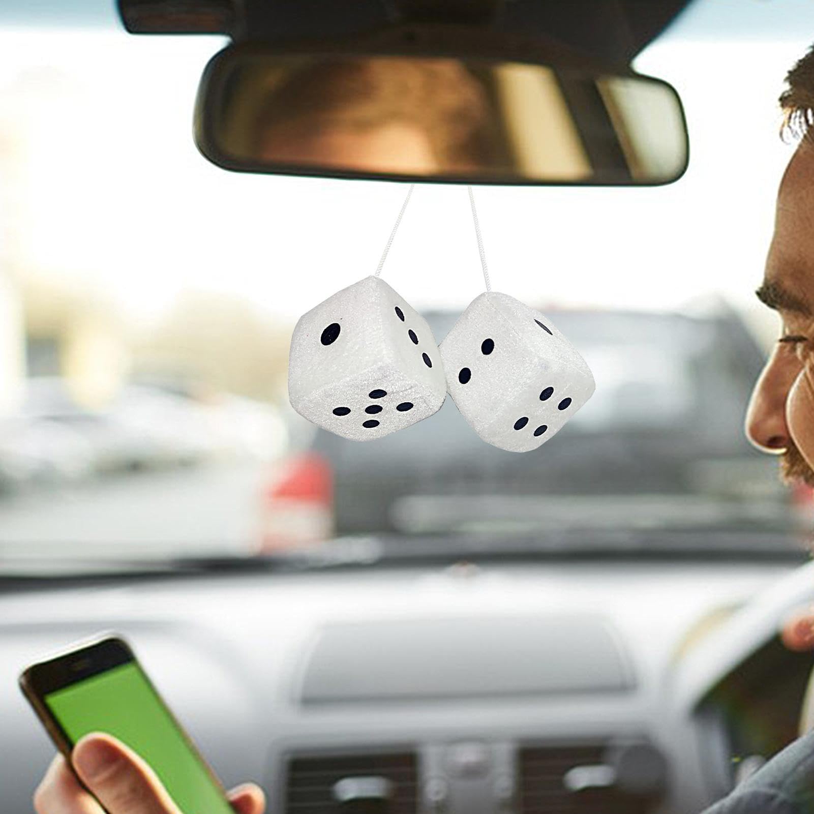 Dobbelstenen auto pluche 2 stuks kopen? | Auto interieur accessoires