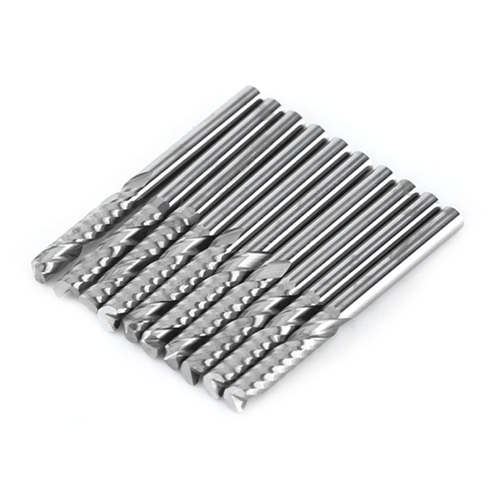 10 Pièces Carbure de Tungstène Unique 3.175mm Fraise en Bout 3mm Fraise en Bout Fraise Flûte Fraise en Bout Spirale CNC Routeur Gravure Outil de Sculpture