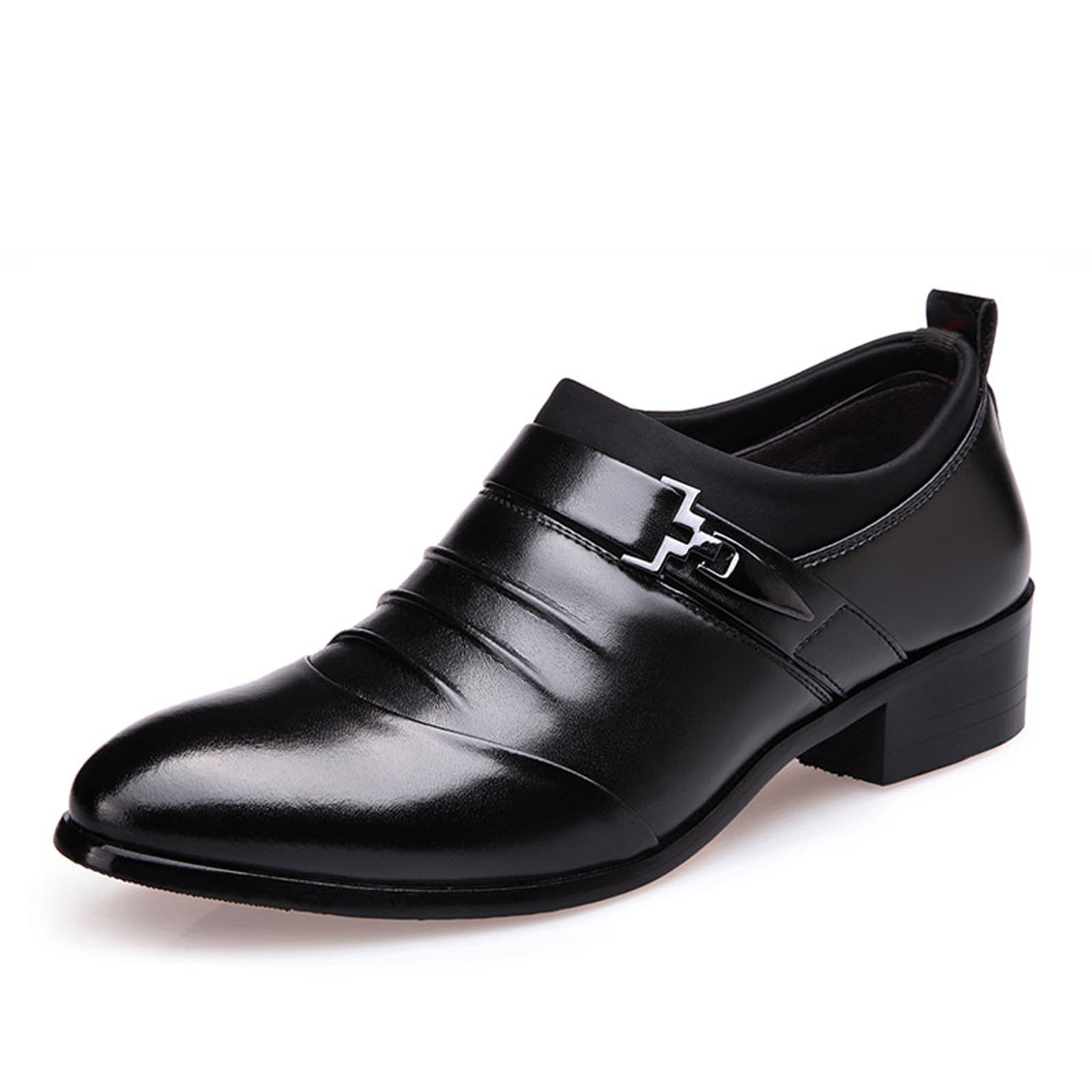 Oxford Shoes for Men Strap Buckle Slip-On Dress Loafers Shoe Formal Tuxedo Leather Shoes for Business Work