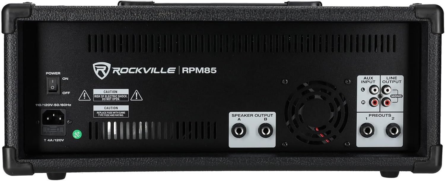 Rockville RPM85 2400W Powered 8 Channel Mixer, Bluetooth, USB/SD, 5 Band EQ, Adjustable Echo/Delay, +15V Phantom Power, for Live Music and Events - Image 3