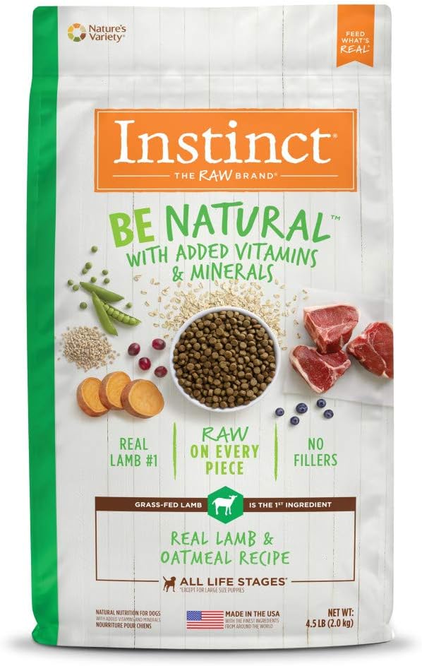 Instinct Be Natural Real Lamb & Oatmeal Recipe Natural Dry Dog Food, 4.5 lb. Bag