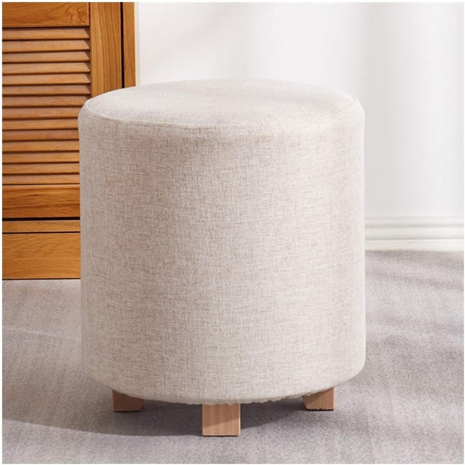 Tabouret de maquillage blanc 35x45 cm, assise tissu haut de gamme