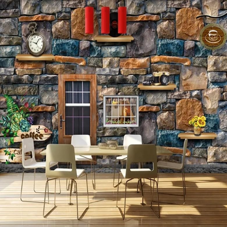 Papier peint paysage cascade 3D décor mural salon effet fenêtre 250x175