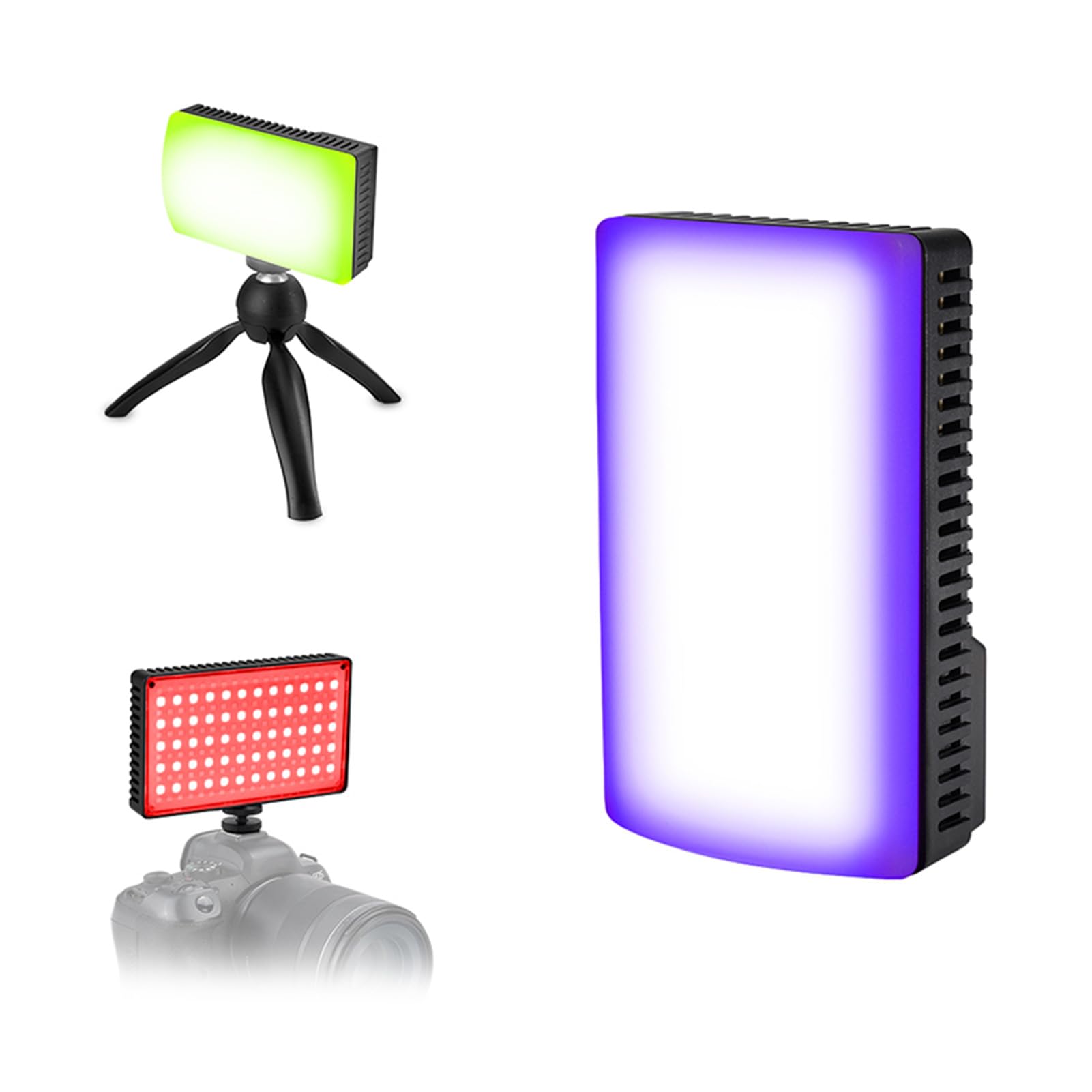 Luz de Relleno RGB, 25W 168 LED 1800K 9000K Luz de Video Regulable, Vlog con Pantalla LCD 20 Efectos de Escena y Adaptador de Zapata Fría para Cámaras Fotografía DSLR Selfies Vlogs