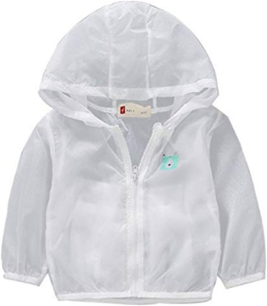 Unisex Kids UV/Sun Protection Hoodie Quick Dry Ultrathin Jacket for Travel,Beach and Air Conditioning (120) White