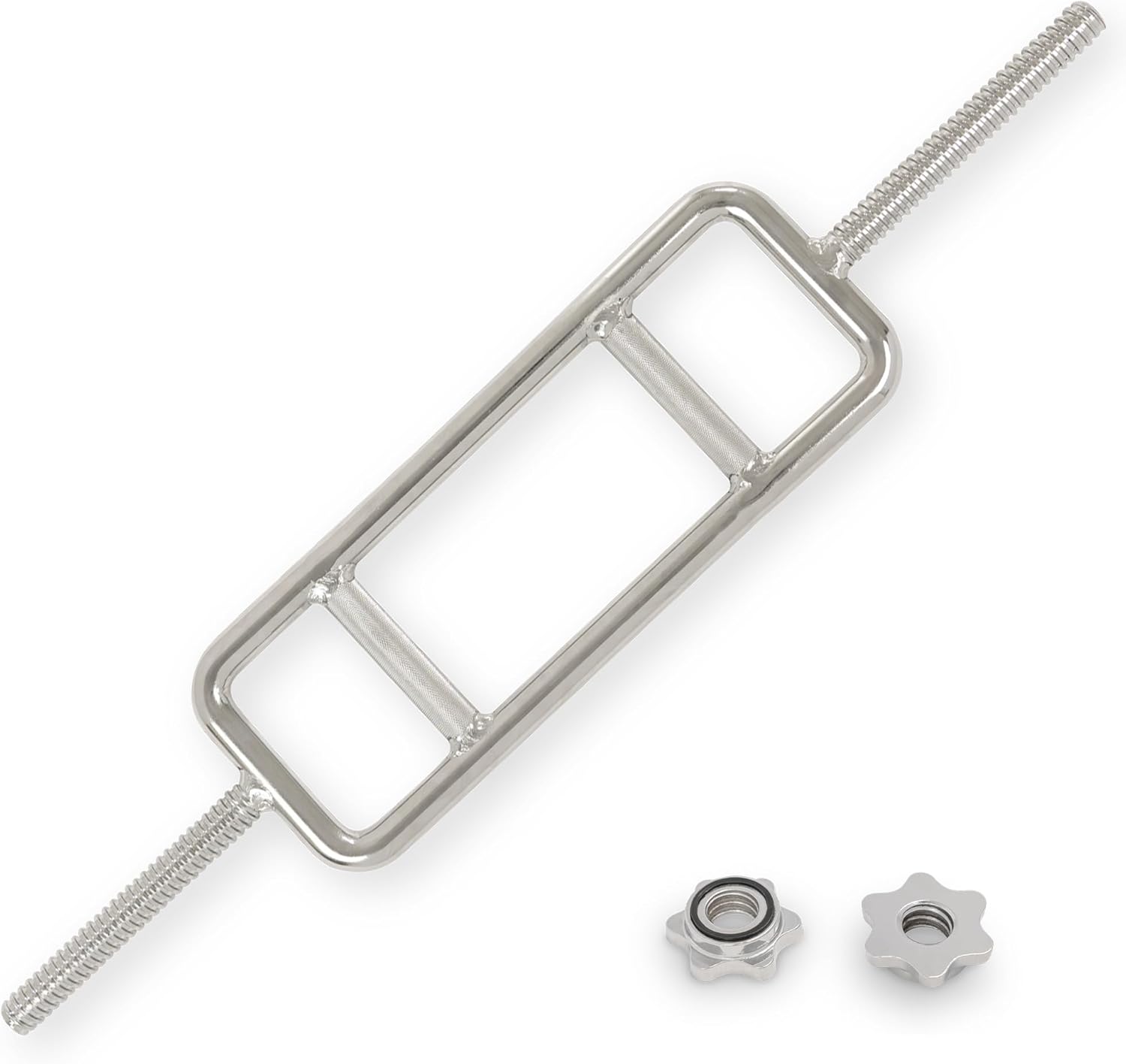 & Fitness 34" Standard Tricep Bar – 1" Plate Compatible, 25 mm Knurled Grip, Chrome Finish, Star-Lock Collars, 160 lb Capacity