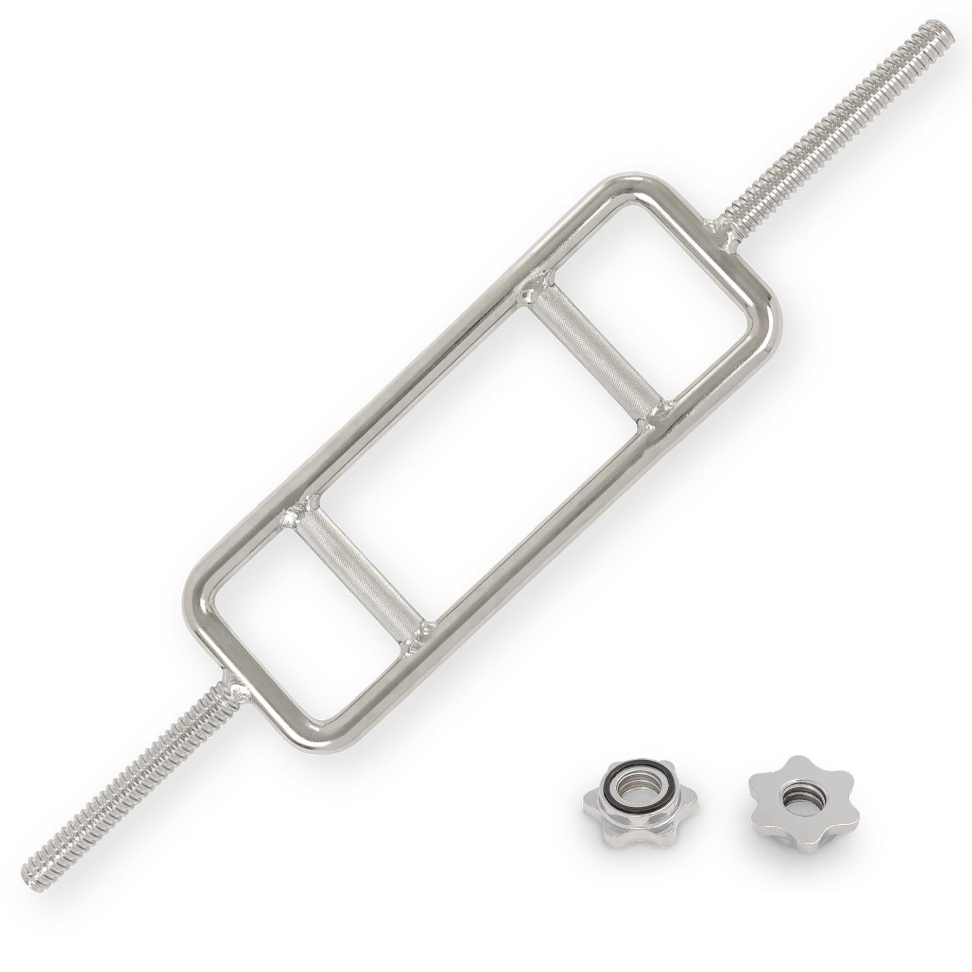 Sunny Health & Fitness - Barra de tríceps estándar de 34 pulgadas, compatible con placa de 1 pulgada, agarre moleteado de 25 mm, acabado cromado, collares Star-Lock, capacidad de 160 libras