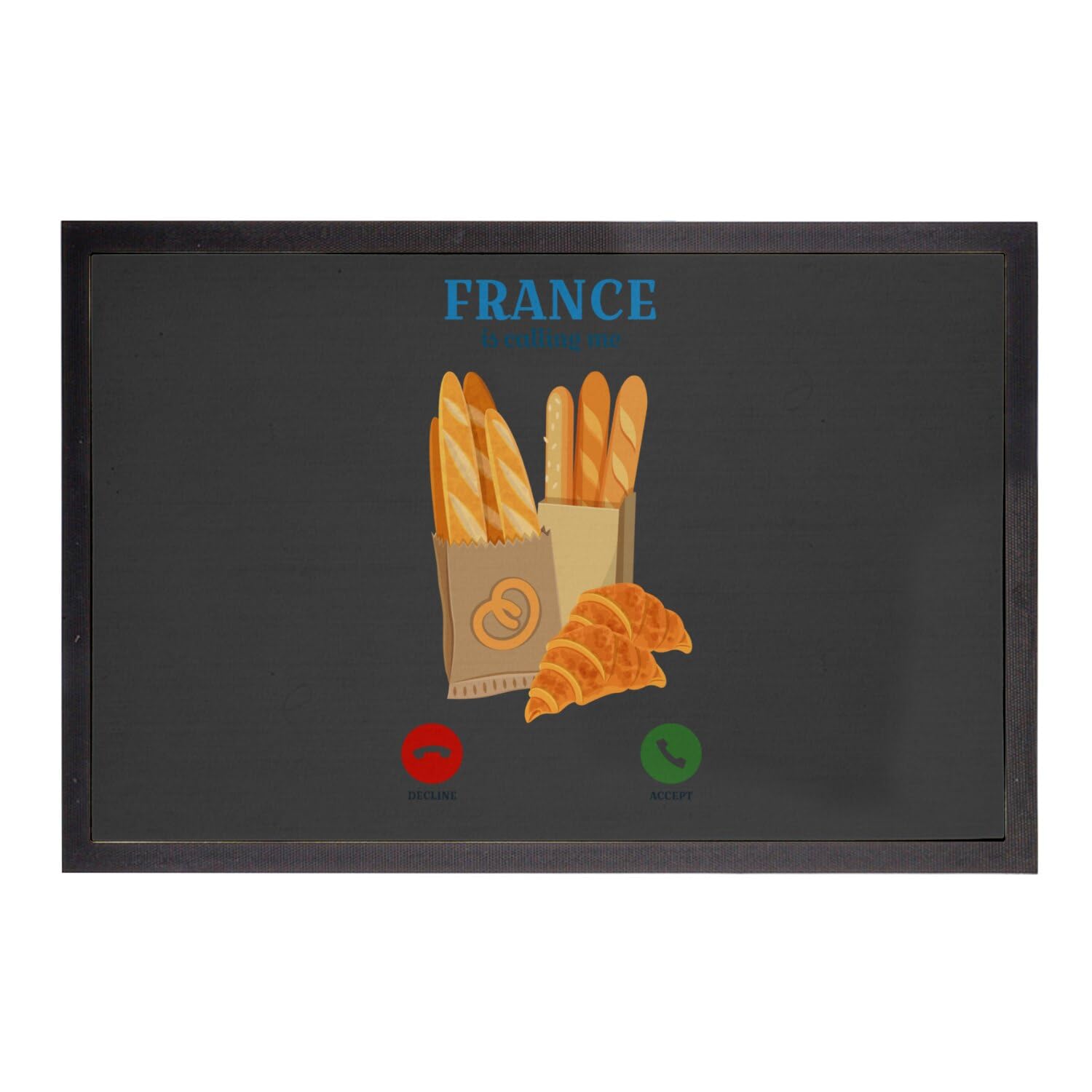 Paillasson Noir France is Calling Me Idée Cadeau Crémaillère 75x50cm
