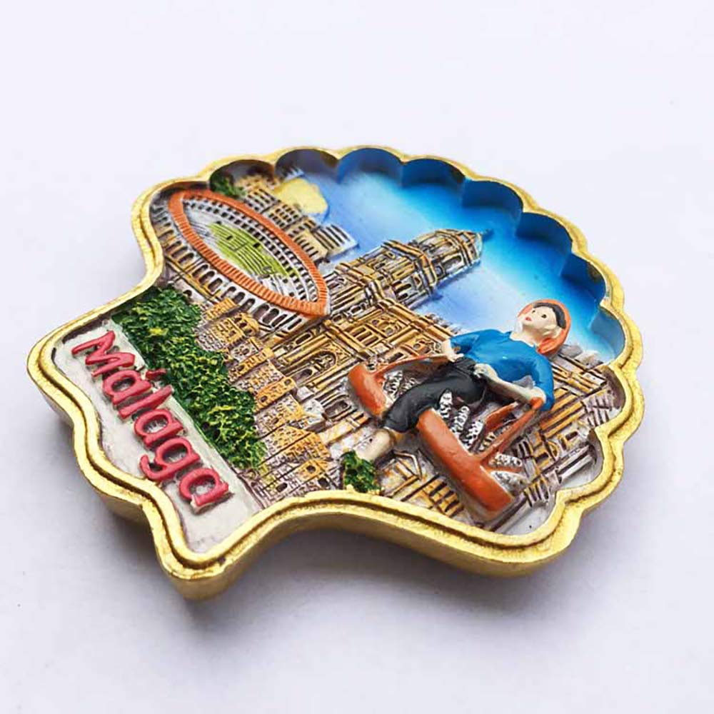 Grigliata di Pesce 3D Malaga Spagna Frigorifero Magnete Frigo Souvenir turistici Mestieri Artigianali in Resina Fatti a Mano Adesivi magnetici Decorazione da Cucina Regalo da Viaggio