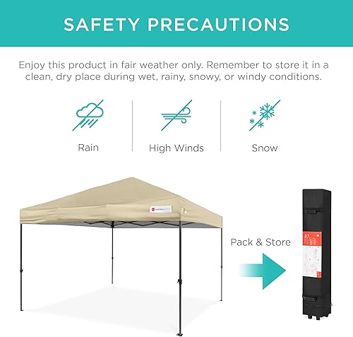 Miniatura 39 de Best Choice Products Carpa Toldo Desplegable de 10x10 pies para Instalación de 1 Persona, Refugio Portátil Instantáneo con Botón de 1 Toque