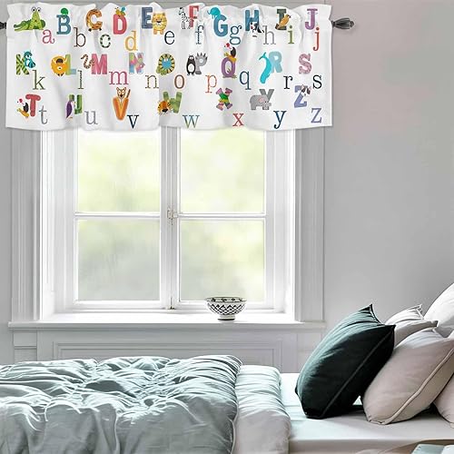 Miniatura 8 de Vandarllin Bonito alfabeto de animales para niños, cenefas para cortinas de cocina, cenefas para ventanas, estampado colorido con bolsillo
