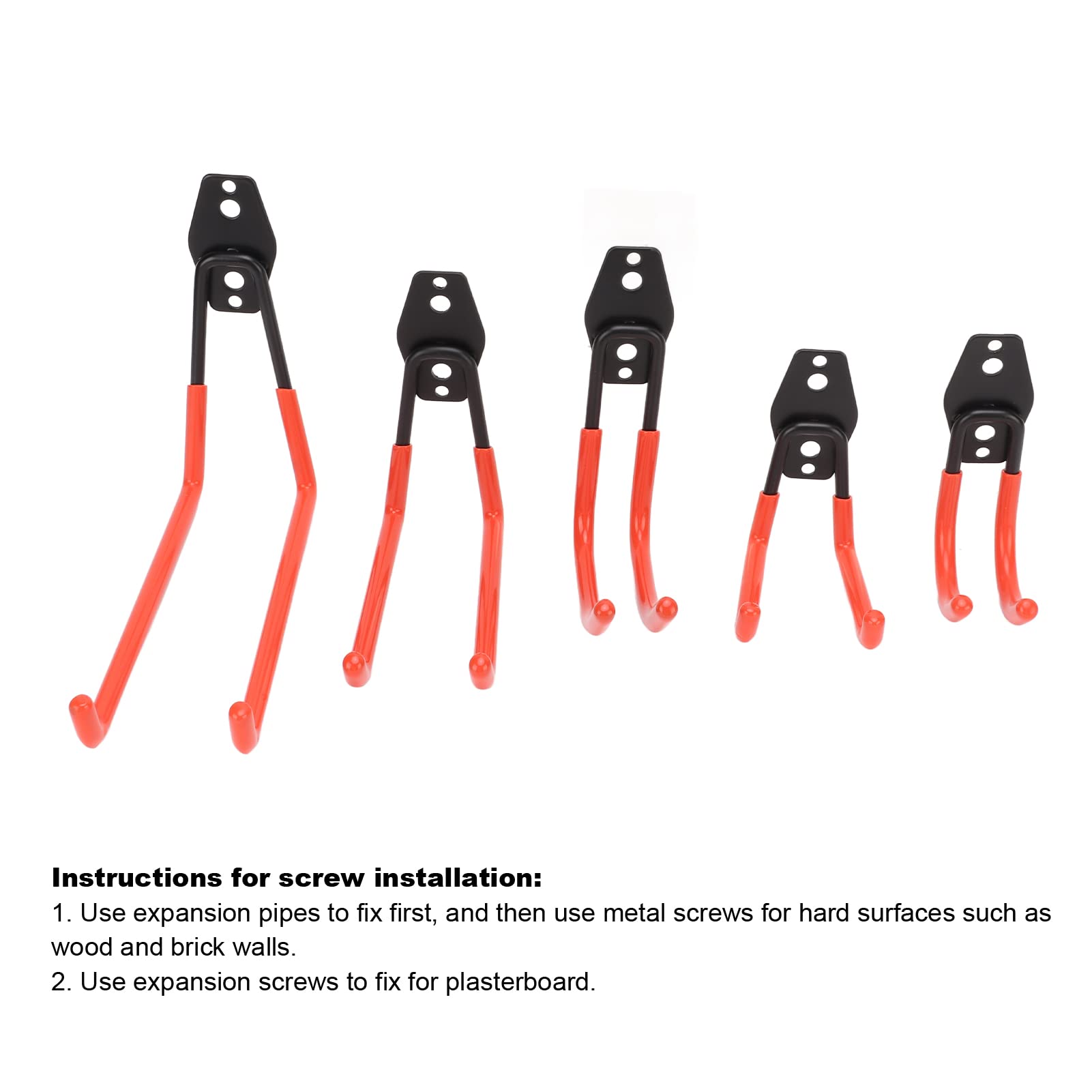 5 unids/set 40kg almacenamiento en garaje ganchos dobles soporte de montaje en pared resistente colgador para RV sótano silla escalera bicicleta (Naranja)