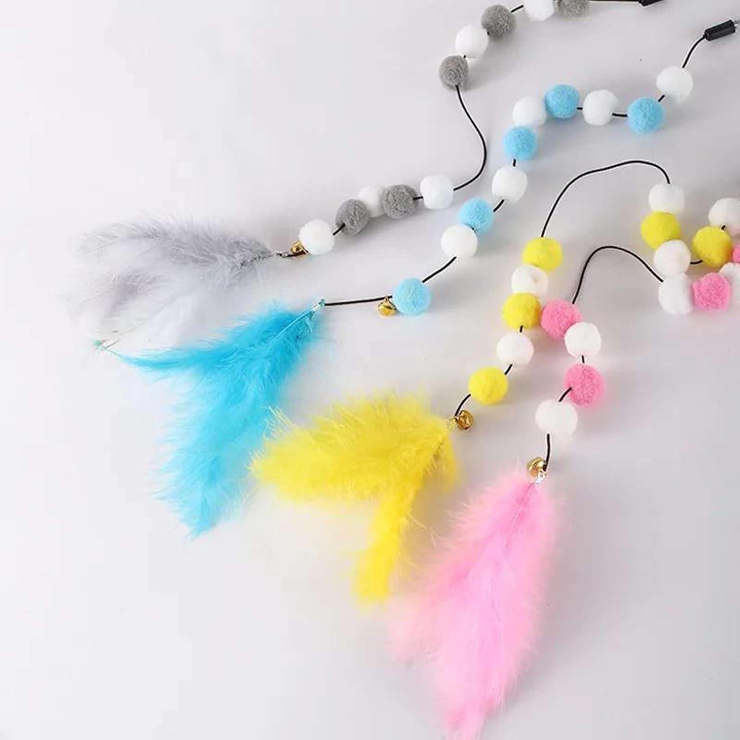Kitten Cat Teaser Interactive Toy Rod with Bell and Feather Toys for Cats Interactive Toy Rod