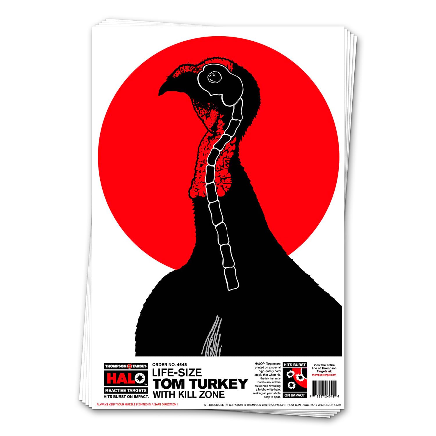 Thompson Target Halo Life-Size Turkey High Visibility Reactive Splatter 12.5x19 Inch Shooting Targets for Hunting - Made in The USA (10 Pack)
