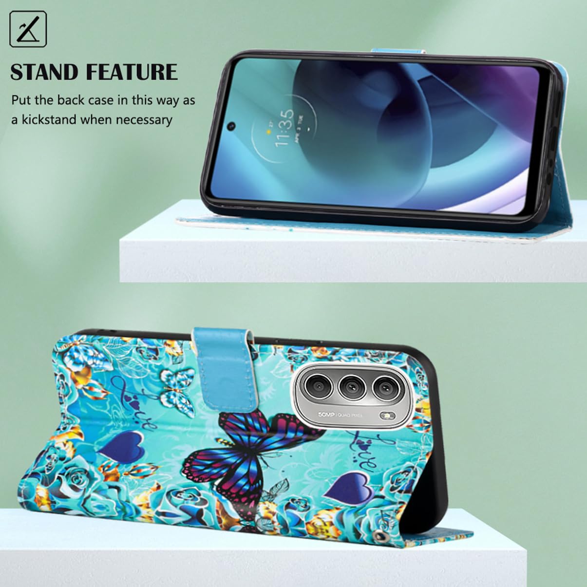 Dedux Custodia per OnePlus Nord CE 3 Lite 5G, Cover Protettiva Armatura Militare Hard PC Silicone TPU con Supporto Pieghevole. Verde