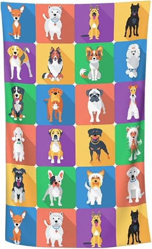 Miniatura 7 de VOOHDDY Toalla de playa de dibujos animados de perro lindo grande, suave y absorbente, de secado rápido, toallas de baño de gran tamaño para baño,