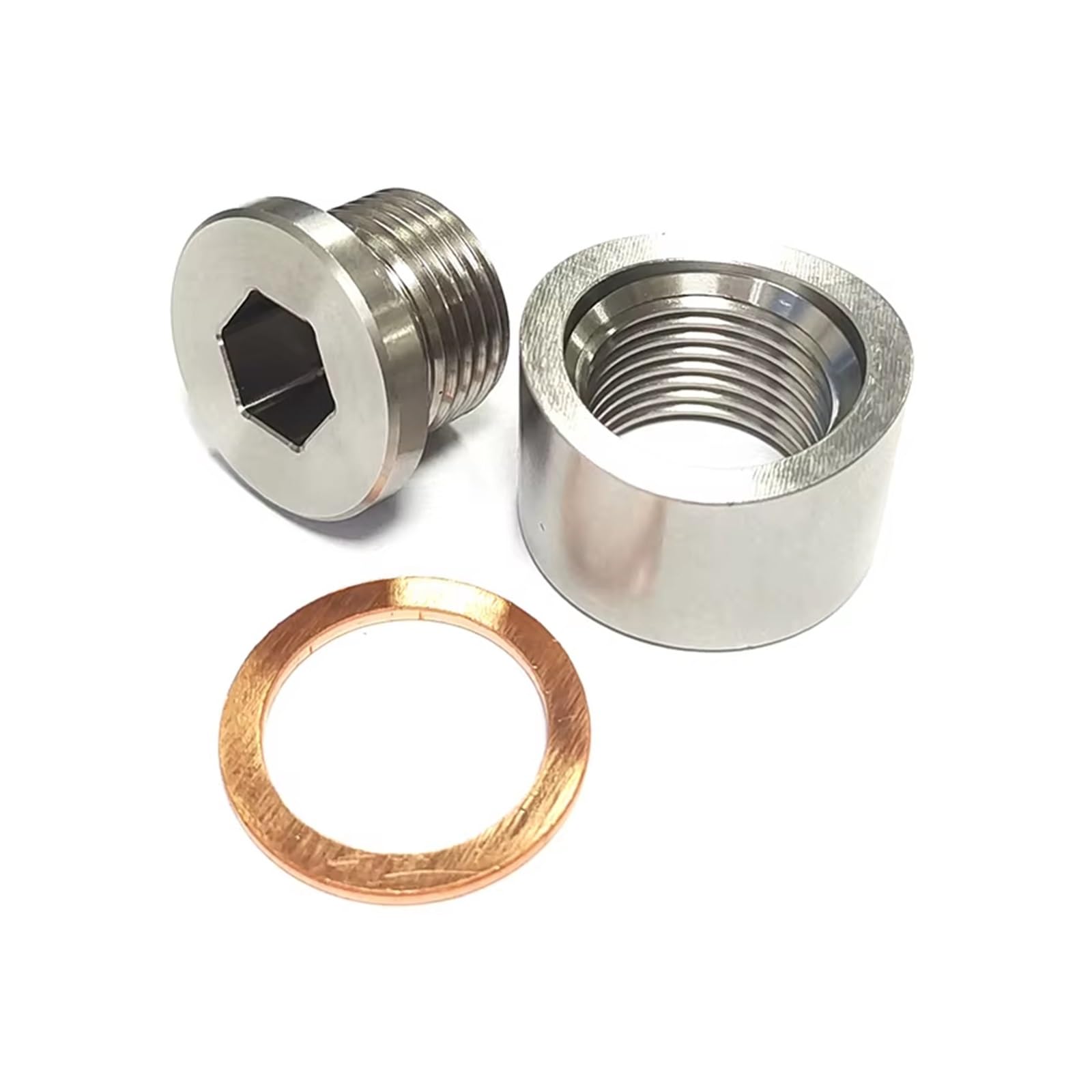 Front Lambdasonde O2-Sensorstopfen Edelstahl-Sauerstoff-Montagestopfen Und -stopfen Adapter M18 X 1,5-Gewinde Gekerbter Auspuff Eingeschweißt Im Spund O2 Sauerstoffsensor