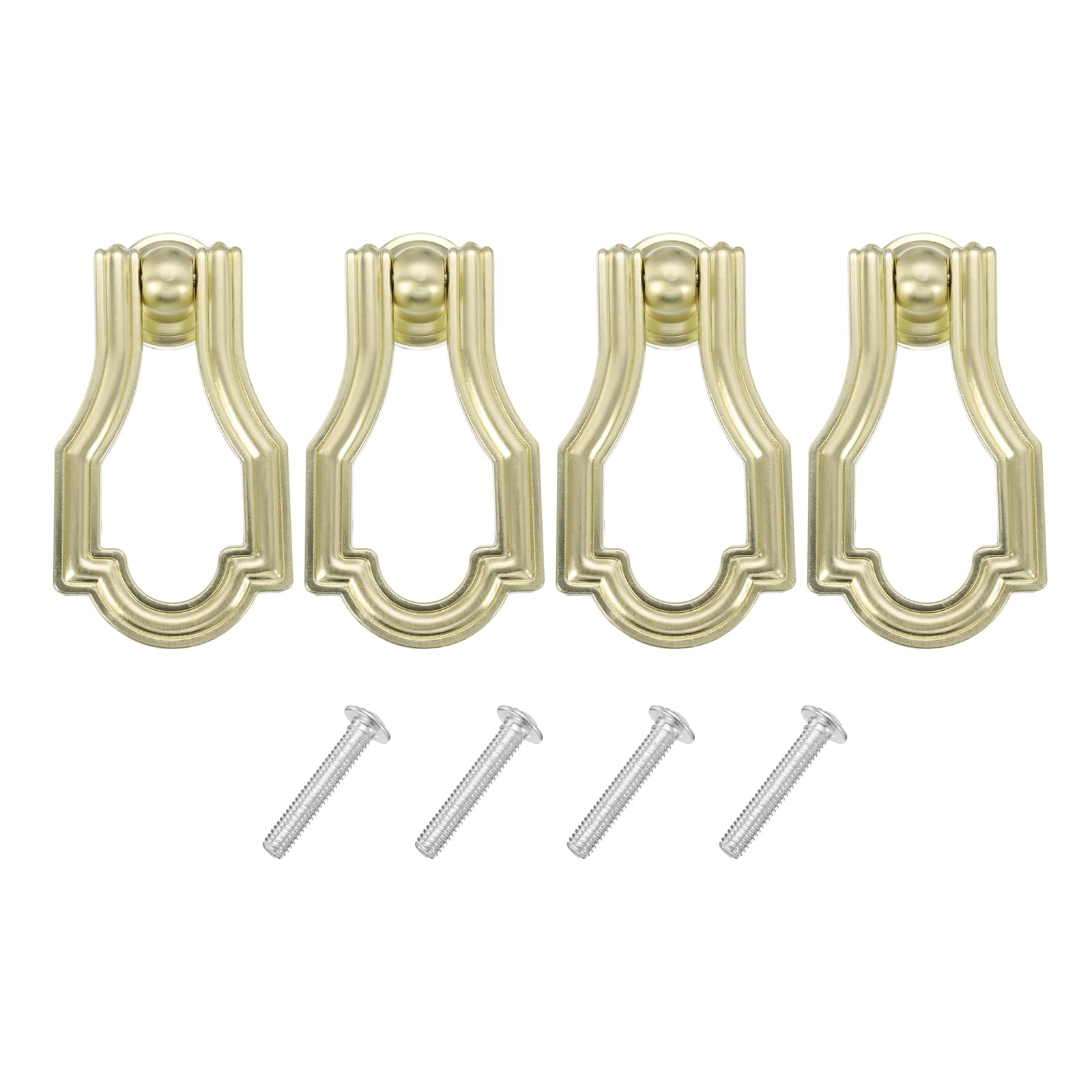 Tiradores de anillo de un solo agujero para cómodas y cajones en tono dorado, pack de 4