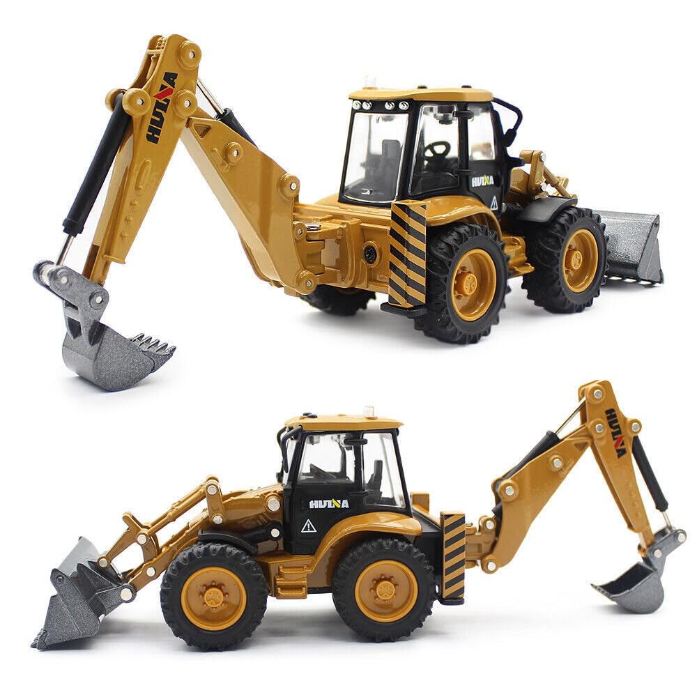 DIJIUCL Huina 1:50 Alloy Bulldozer Bucket Die-cast Model Construction Backhoe Loader Excavator for Boys Kids Ages 3+