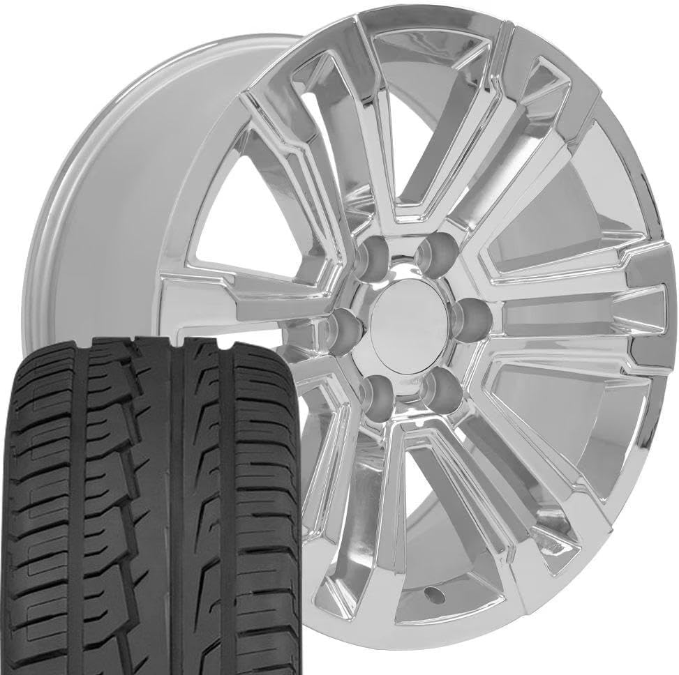 OE Wheels CV44 20 Inch Rims and Tires Fit Yukon Denali Style 6x139.7 20x9 Chrome - Hollander 5822 - iMove GEN 2 SUV 275/55-20 (Set of 4)