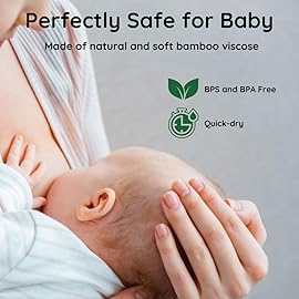 Organic Nursing Pads - 14 Washable Viscose Derived from Bamboo Breastfeeding Pads, Reusable Breast Pads for Breastfeeding, Nipple Pads with Wash Bag (3-Layers, Pastel Touch, 4.7)