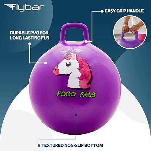 Miniatura 4 de Flybar - Pelota infantil de equilibrio para saltar My First Pogo Pals con asa, juguete para interior y exterior, bomba de aire incluida, S,