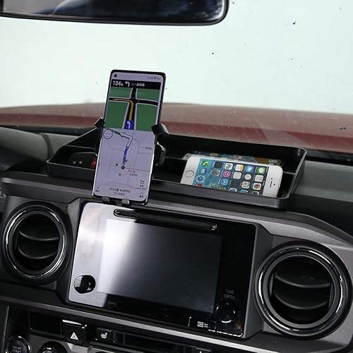 Miniatura 6 de CHEAYAR Soporte de dispositivo electrónico portátil para Tacoma 2016-2023, bandeja organizadora de tablero con soporte para teléfono, contenedor de