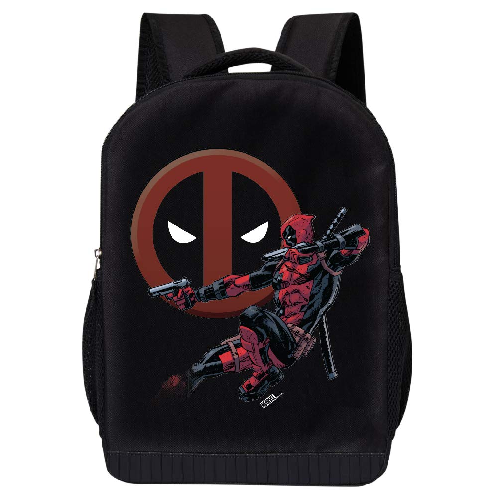 MARVEL COMICS CLASSIC DEADPOOL BACKPACK - MARVEL BLACK DEADPOOL 18 INCH AIR MESH PADDED BAG (Deadpool Jump)
