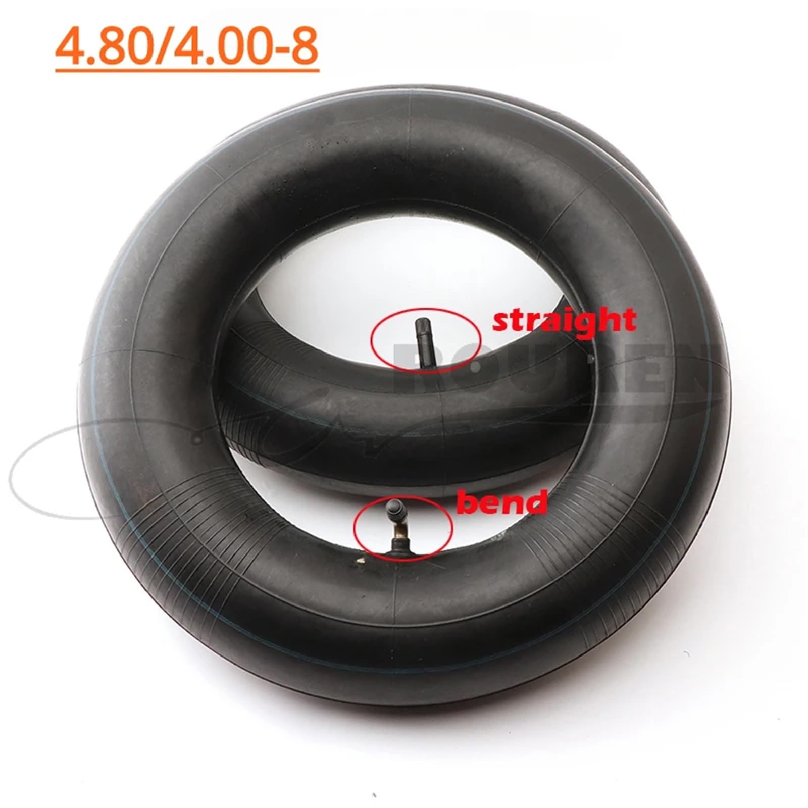 Camera d'aria 4.80/4.00-8 – Valvola diritta/piegata per carriole, carrelli e carrelli (valvola piegata)