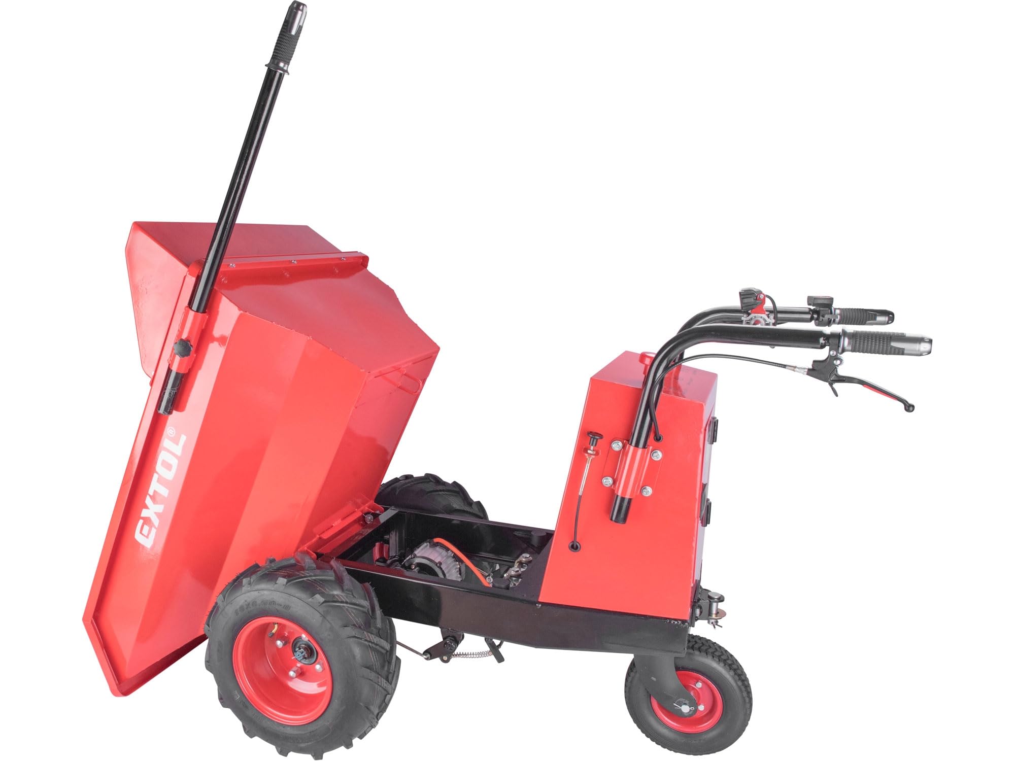 Brouette électrique avec batterie | Dumper avec cavité de 200 l | Charge maximale 400 kg | 54 V Li-Ion avec 15 Ah