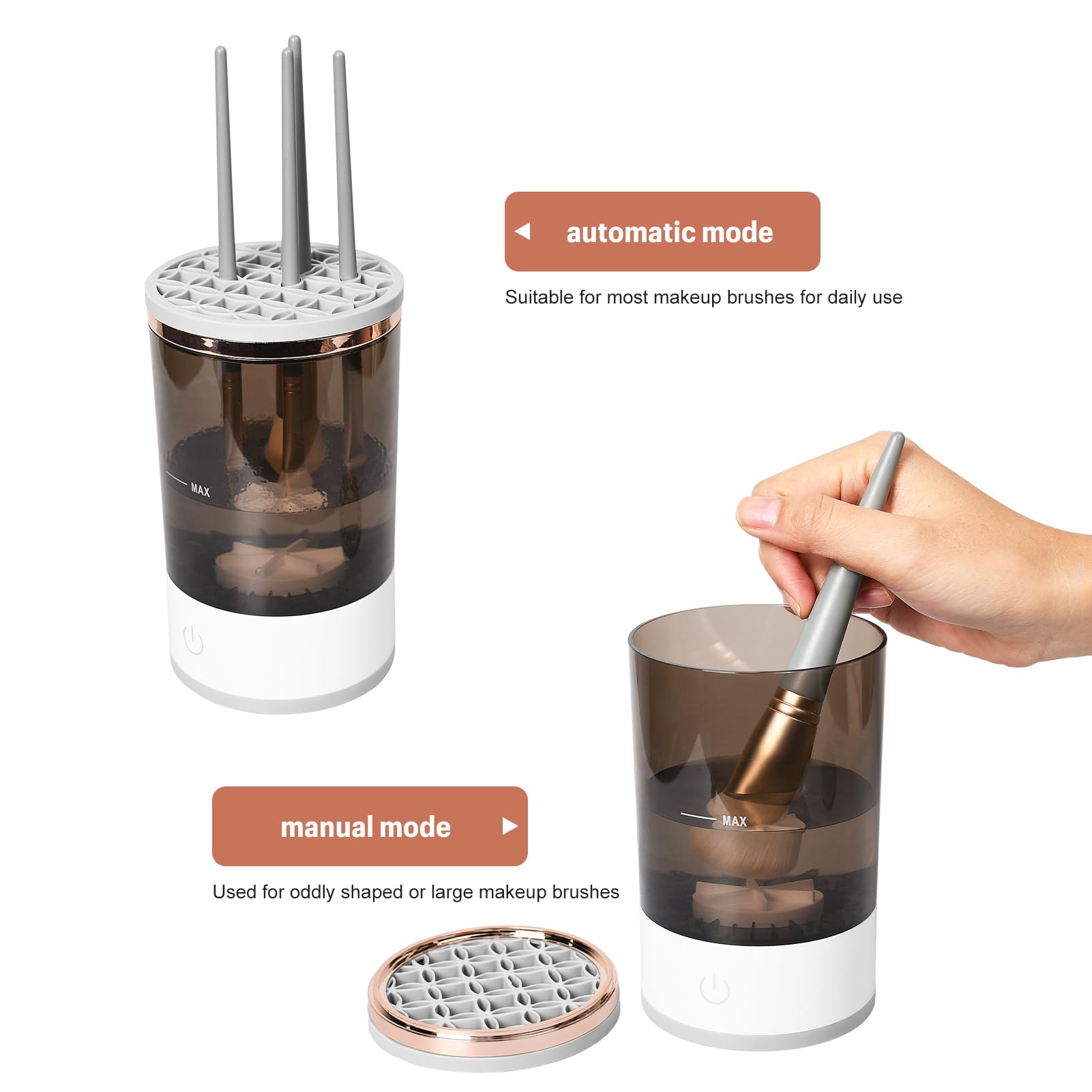 Pumwoy Electric Cosmetic Make Up Brush Cleaning Tool, Makeup Brush Cleaner and Dryer Machine, Spinner Makeup Brush Tool - Image 4