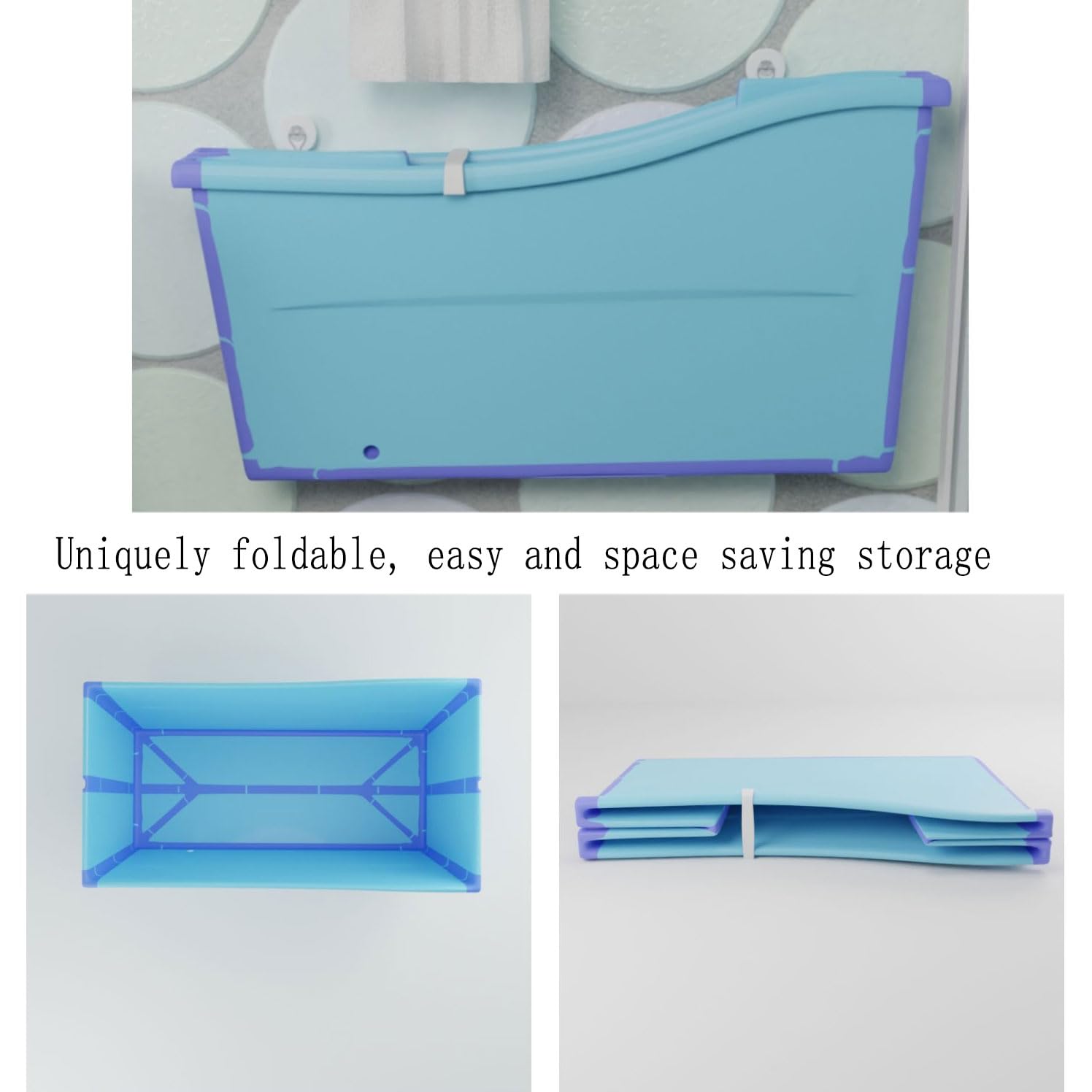 Bañera De Agua Móvil, Bañera Plegable Independiente, Bañera Plegable, Sauna para Adultos, Cubo Rectangular, Duradero Y Fácil De Almacenar(Color:Azul)