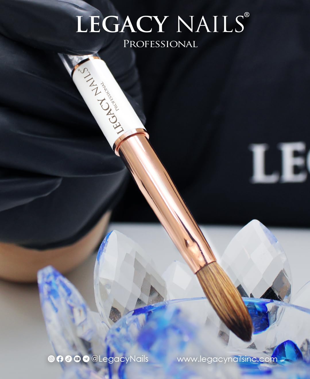 Legacy Nails Pennello professionale per unghie in acrilico n. 10, colore bianco, perfetto per scolpire extension per unghie in acrilico, setole flessibili e leggere